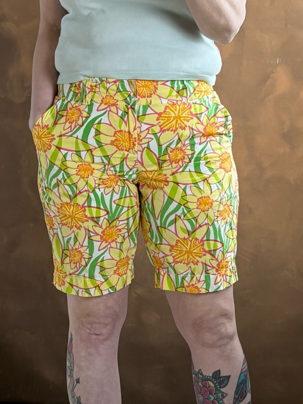 Lilly Pulitzer Yellow, Green & Pink Floral Bermuda Shorts